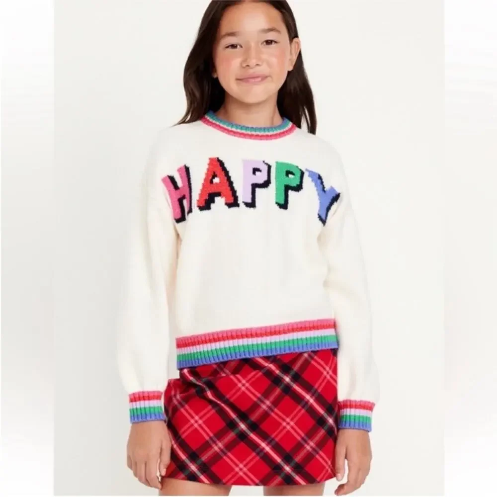 Old Navy Happy SoSoft Crew Neck Graphic Sweater